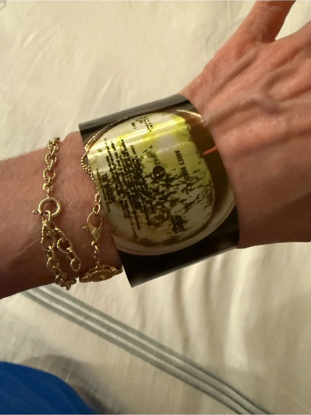 Beatles Abbey Road Vinyl Black and Gold Cuff Bracelet. Collectors’ item!